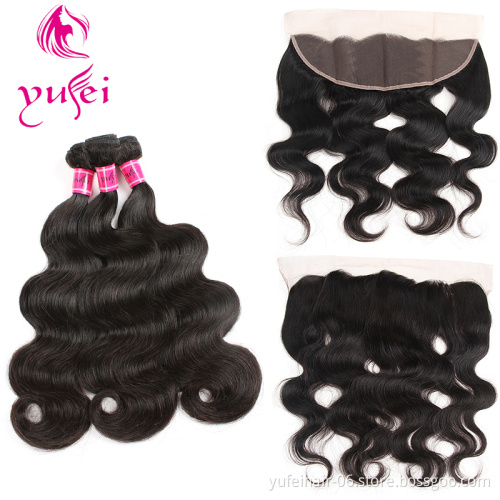 Fast Shipping Virgin Unprocessed Raw Hair Bundle Brazilian Lace Closure Cheap Body Wave